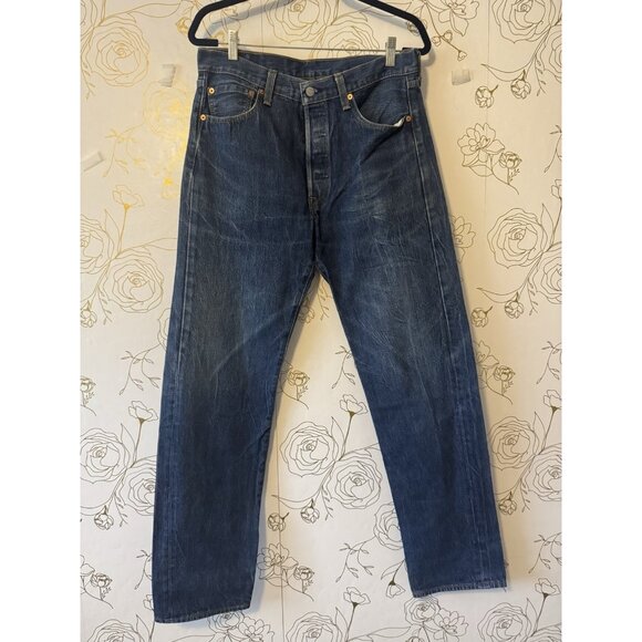 Levi 501 jeans men size 34 x 36 waterless button fly medium wash distressed - Picture 1 of 6